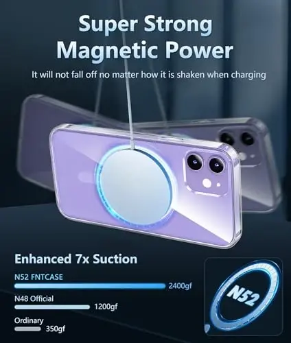 FNTCASE for iPhone 12 Case Clear: iPhone 12 Pro Case Magnetic Phone Cases Compatible with Magsafe Slim Anti Yellowing Military Grade Drop Protection Rugged Protective Transparent Cover (A-Clear) - 3