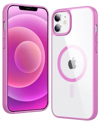 FNTCASE for iPhone 12 Case Clear: iPhone 12 Pro Case Magnetic Phone Cases Compatible with Magsafe Slim Anti Yellowing Military Grade Drop Protection Rugged Protective Transparent Cover (B-Pink) 