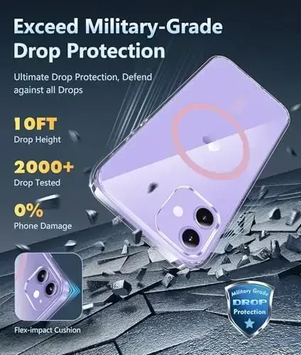 FNTCASE for iPhone 12 Case Clear: iPhone 12 Pro Case Magnetic Phone Cases Compatible with Magsafe Slim Anti Yellowing Military Grade Drop Protection Rugged Protective Transparent Cover (D-Pink) - 5