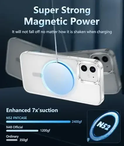 FNTCASE for iPhone 12 Case Clear: iPhone 12 Pro Case Magnetic Phone Cases Compatible with Magsafe Slim Anti Yellowing Rugged Protective Transparent Cell Phone Cover (D-Sapphire Blue) - 3