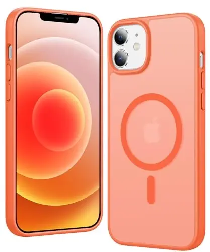 FNTCASE for iPhone 12 Case Matte: iPhone 12 Pro Case Magnetic Phone Cases Compatible with Magsafe Slim Anti Yellowing Military Grade Drop Rugged Protective Translucent Cell Phone Cover (C-Orange) 
