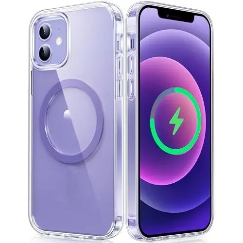 FNTCASE for iPhone 12 Clear Case: for iPhone 12 Pro Magnetic Military Grade Drop Protection Anti Yellowing Cell Phone Cover - Rugged Durable Shockproof Protective Bumper (D-Purple) - FNTCASE