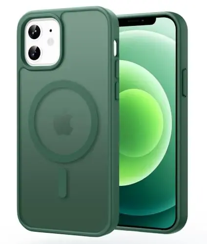 FNTCASE for iPhone 12 / iPhone 12 Pro Case Fit for MagSafe Green | Translucent Magnetic Slim Shockproof Protective Cover with Screen Protector, Military Grade Drop Protection - 1