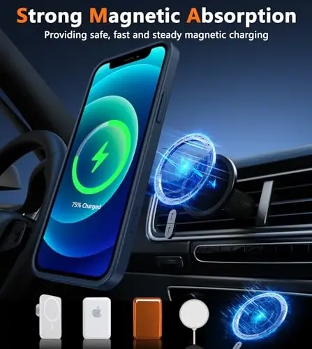 FNTCASE for iPhone 12 Phone Case: for iPhone 12 Pro Magnetic Matte Textured Military Grade Drop Protection Translucent Cell Cover - Slim Durable Shockproof Protective Bumper - 4