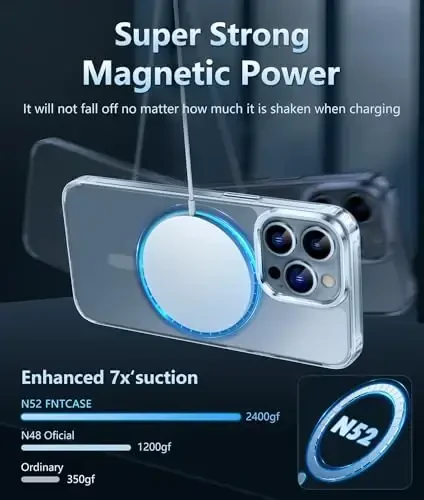 FNTCASE for iPhone 12 Pro-Max Case: Clear Magnetic Transparent Phone Cases Compatible with Magsafe Slim Anti Yellowing Military Grade Drop Protection Rugged Protective Cell Phone Cover (D-Clear) - 3