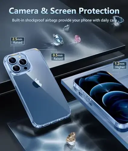 FNTCASE for iPhone 12 Pro-Max Case: Clear Phone Cases Compatible with Magsafe Slim Anti Yellowing Military Grade Drop Protection Rugged Shockproof Protective Transparent Cell Cover (B-Clear) - 5