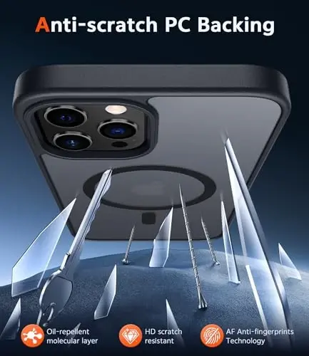 FNTCASE for iPhone 12 Pro-Max Case: Matte Magnetic Phone Cases Compatible with Magsafe Slim Anti Yellowing Military Grade Drop Protection Rugged Protective Translucent Cell Phone Cover (C-Black) - 5