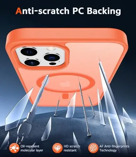 FNTCASE for iPhone 12 Pro-Max Case: Matte Magnetic Phone Cases Compatible with Magsafe Slim Anti Yellowing Military Grade Drop Protection Rugged Protective Translucent Cell Phone Cover (C-Orange) - 5