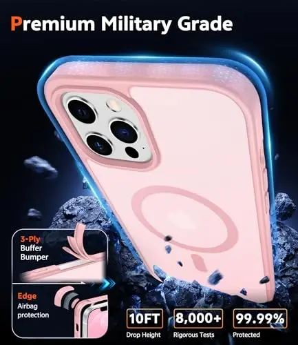 FNTCASE for iPhone 12 Pro-Max Case: Matte Magnetic Phone Cases Compatible with Magsafe Slim Anti Yellowing Military Grade Drop Protection Rugged Protective Translucent Cell Phone Cover (C-Pink) - 6