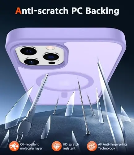 FNTCASE for iPhone 12 Pro-Max Case: Matte Magnetic Phone Cases Compatible with Magsafe Slim Anti Yellowing Military Grade Drop Protection Rugged Protective Translucent Cell Phone Cover (C-Purple) - 5