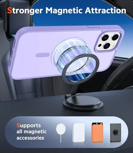 FNTCASE for iPhone 12 Pro-Max Case: Matte Magnetic Phone Cases Compatible with Magsafe Slim Anti Yellowing Military Grade Drop Protection Rugged Protective Translucent Cell Phone Cover (C-Purple) - 4