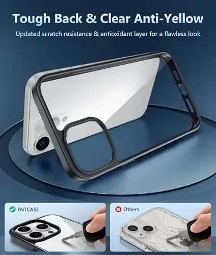 FNTCASE for iPhone 12 Pro-Max Case: Military Grade Drop Protection Anti Yellowing Cell Phone Cover - Rugged Shockproof Protective Bumper Transparent Cases (D-Black) - 3