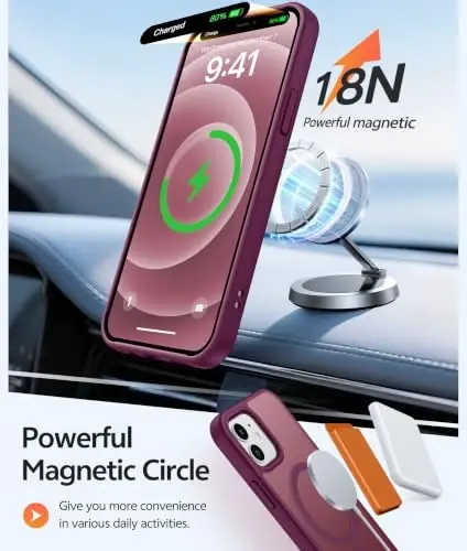 FNTCASE for iPhone 12/12 Pro Case, Fit for Magsafe, Wine Red | Screen Protector, Translucent Matte, Military Grade Drop Proof, Shockproof Protection Bumper, Protective Magnetic Phone Cover - 3