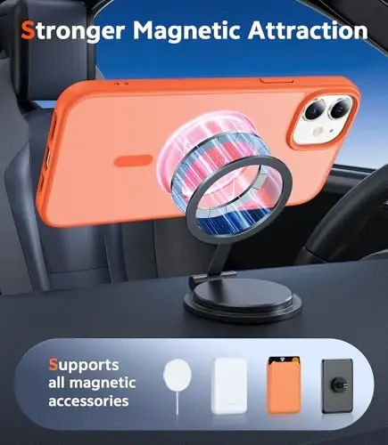 FNTCASE for iPhone 13 Mini Case: iPhone 12 Mini Case Matte Magnetic Phone Cases Compatible with Magsafe Slim Anti Yellowing Military Grade Drop Rugged Protective Translucent Cell Cover (C-Orange) - 4