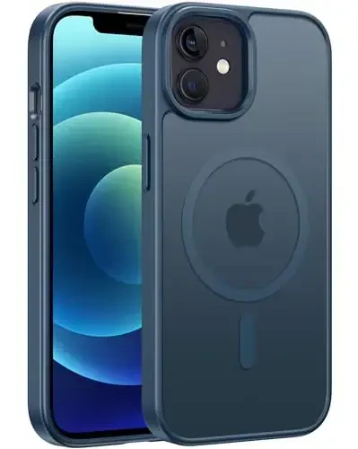 FNTCASE for iPhone 13 Mini Case: iPhone 12 Mini Magnetic Matte Military Grade Drop Protection Translucent Cell Phone Cover - Slim Rugged Durable Shockproof Bumper Case - 1