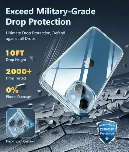 FNTCASE for iPhone 13 Mini Case iPhone 12 Mini Slim Clear Case Transparent Thin Cell Phone Cover | Military Grade Protective, Shockproof Drop Protection (B-Clear) - 3