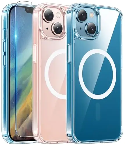 FNTCASE for iPhone 13 Phone Case: Clear Phone Case Magnetic Military Grade Drop Protection Anti Yellowing Cell Phone Cover - Rugged Shockproof Protective Bumper (A-Clear) - FNTCASE