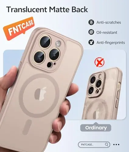 FNTCASE for iPhone 13 Pro Case: [Compatible with Magsafe] Translucent Matte Cases with [Full Camera Protection] [Screen Protector] Military Grade Shockproof Protective Phone Cover - Desert Gold 