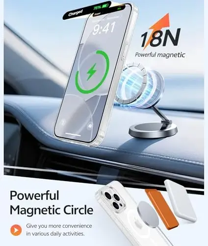 FNTCASE for iPhone 13 Pro Max Case: [Compatible with Magsafe] Anti Yellowing Transparent Clear Magnetic Phone Cover - Military Grade Shockproof Drop Proof Protective for 13 Pro Max 2021 Cases - Clear - 3