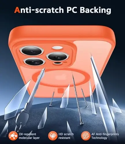 FNTCASE for iPhone 13 Pro-Max Case: Matte Magnetic Phone Cases Compatible with Magsafe Slim Anti Yellowing Military Grade Drop Protection Rugged Protective Translucent Cell Cover (C-Orange) - 5