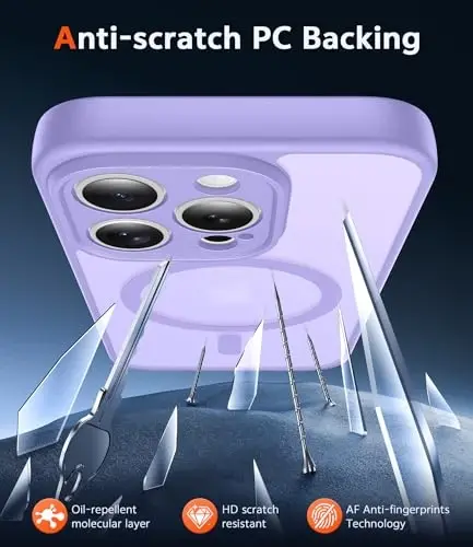 FNTCASE for iPhone 13 Pro-Max Case: Matte Magnetic Phone Cases Compatible with Magsafe Slim Anti Yellowing Military Grade Drop Protection Rugged Protective Translucent Cell Cover (C-Purple) - 5