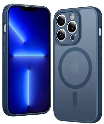 FNTCASE for iPhone 13 Pro-Max Case: Matte Magnetic Phone Cases Compatible with Magsafe Slim Anti Yellowing Military Grade Drop Protection Rugged Translucent Cell Phone Cover (C-Blue) - FNTCASE