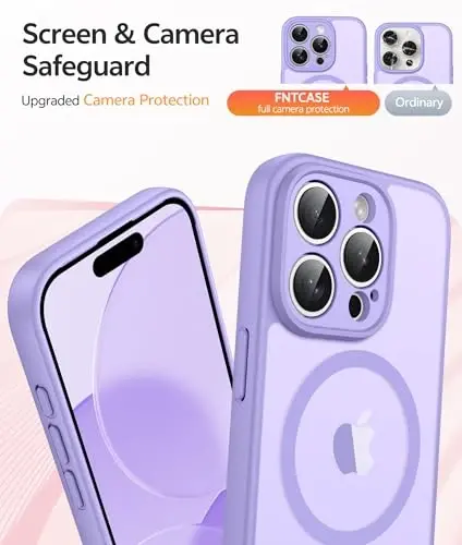 FNTCASE for iPhone 13 Pro Max G‘ilofi: [Magsafe bilan mos keladi] Shaffof Mat Magnit Telefon G‘ilofi - Harbiy Darajadagi Tomchidan Himoya Zarbga Qarshi Himoya G‘iloflari - Och Binafsha - 5