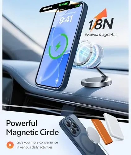 FNTCASE for iPhone 13-Pro-Max Phone Case: Magnetic Translucent Matte Texture Slim Cases | Military Grade Protection Shockproof Rugged Drop Proof Protective Frosted Cellphone Cover - 3