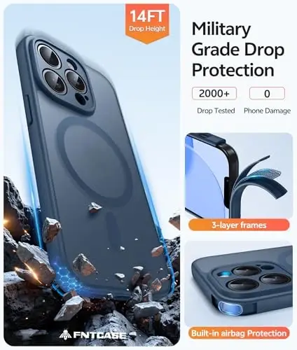 FNTCASE for iPhone 13-Pro-Max Phone Case: Magnetic Translucent Matte Texture Slim Cases | Military Grade Protection Shockproof Rugged Drop Proof Protective Frosted Cellphone Cover - 5