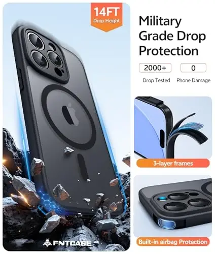 FNTCASE for iPhone 13-Pro-Max Phone Case: Magnetic Translucent Matte Texture Slim Cases | Military Grade Protection Shockproof Rugged Drop Proof Protective Frosted Cellphone Cover - 5