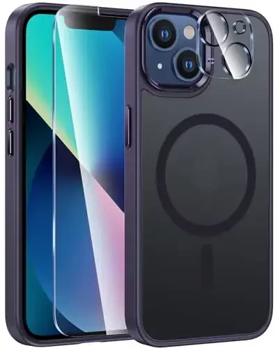 FNTCASE for iPhone 13/14 Phone Case: iPhone 16e Magnetic Translucent Matte Back Cover Metal Button Military Grade Protection Shockproof Shell Full Body Protective Slim Cases 