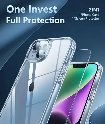 FNTCASE for iPhone 14 Phone Case: iPhone 13 Clear Case | Military Grade Drop Protection Anti Yellowing Slim Cell Phone Cover - Rugged Shockproof Protective Bumper (C-Clear) - 4
