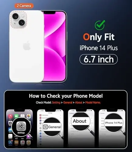FNTCASE for iPhone 14 Plus Case: Clear Magnetic Phone Cases Compatible with Magsafe Slim Anti Yellowing Military Grade Drop Protection Rugged Protective Transparent Cell Phone Cover (B-Pink) - FNTCASE (1)