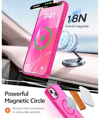 FNTCASE for iPhone 14 Plus Case: for iPhone 15 Plus Magnetic Matte Textured Military Grade Drop Protection Translucent Cell Phone Cover - Slim Shockproof Protective Bumper Phonecase - 3