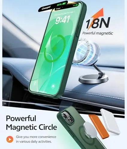 FNTCASE for iPhone 14 Plus Case: for iPhone 15 Plus Magnetic Matte Textured Military Grade Drop Protection Translucent Cell Phone Cover - Slim Shockproof Protective Bumper Phonecase - 3