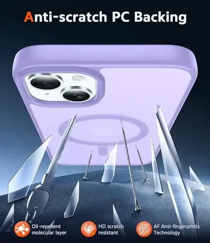 FNTCASE for iPhone 14 Plus Case: Magnetic Matte Translucent Phone Cases Durable Textured Rugged Shockproof Protective Slim Cell Cover 6.7 inch (C-Purple) - 5