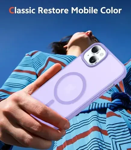 FNTCASE for iPhone 14 Plus Case: Magnetic Matte Translucent Phone Cases Durable Textured Rugged Shockproof Protective Slim Cell Cover 6.7 inch (C-Purple) - 7