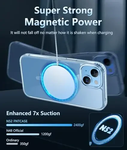 FNTCASE for iPhone 14 Plus Case: Magnetic Shockproof Military Grade Drop Protection Clear Phone Case | Anti-Yellowing Anti-Slip Slim Thin Lightweight Protective Cover for iPhone 14Plus (A-Clear) - 3