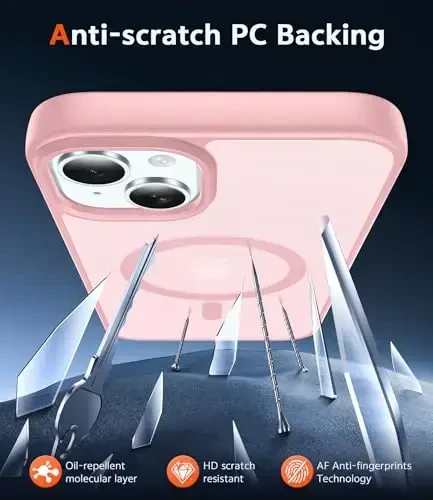 FNTCASE for iPhone 14 Plus Case: Matte Magnetic Phone Cases Compatible with Magsafe Slim Anti Yellowing Military Grade Drop Protection Rugged Protective Translucent Cell Phone Cover (C-Pink) - 5