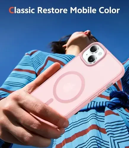 FNTCASE for iPhone 14 Plus Case: Matte Magnetic Phone Cases Compatible with Magsafe Slim Anti Yellowing Military Grade Drop Protection Rugged Protective Translucent Cell Phone Cover (C-Pink) - 7