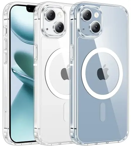 FNTCASE for iPhone 14 Plus iPhone 15 Plus Clear Phone Case Cell Phone Cover Cases | Military Grade, Drop Protection, Anti Yellowing, Rugged, Shockproof, Protective Bumper (B-Clear) 