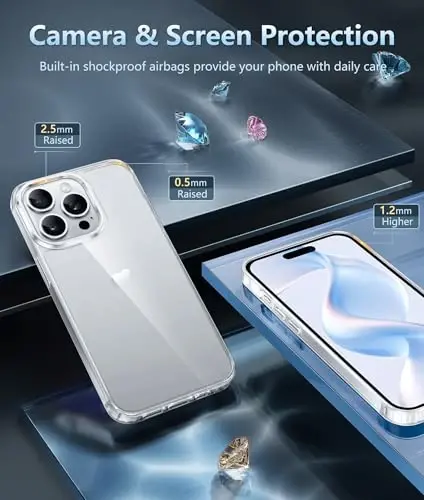 FNTCASE for iPhone 14 Pro Case: Clear Drop Protective Slim Cases | Transparent Shockproof Thin Anti-Yellowing Cover & Shatterproof Rugged Hard Crystal TPU Phonecase (B-Clear) - 4