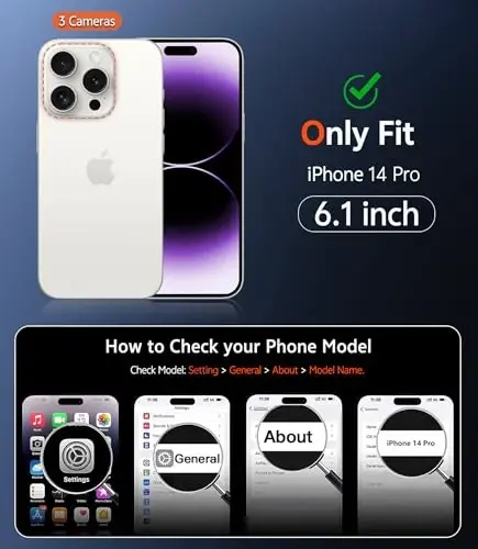 FNTCASE for iPhone 14 Pro Case: Clear Magnetic Phone Cases with Screen Protector Compatible with Magsafe Slim Anti Yellowing Rugged Shockproof Protective Transparent Cell Phone Cover (B-Purple) - 2