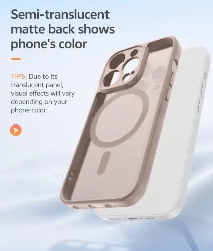 FNTCASE for iPhone 14 Pro Case: [Compatible with Magsafe] Translucent Matte Cases with [Full Camera Protection] [Screen Protector] Military Grade Shockproof Protective Phone Cover - Desert Gold - 5