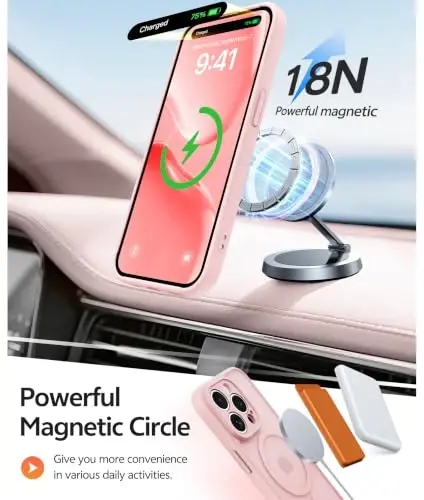 FNTCASE for iPhone 14 Pro Case: [Compatible with Magsafe] Translucent Matte Cases with [Screen Protector] [Full Camera Protection] Military Grade Shockproof Protective Phone Cover - Light Pink - 3