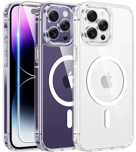 FNTCASE for iPhone 14 Pro Case: for iPhone 13 Pro Case Clear Magnetic Drop Protective Slim Cases | Shatterproof Rugged Hard Crystal TPU Cover & Transparent Shockproof Thin Phonecase (A-Clear) - 5