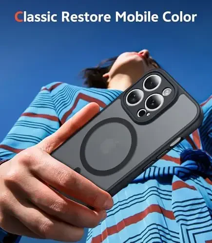 FNTCASE for iPhone 14 Pro Case: Magnetic Matte Textured Military Grade Drop Protection Translucent Cell Phone Cover - Slim Rugged Durable Shockproof Protective Bumper Phonecase (C-Black) - 7