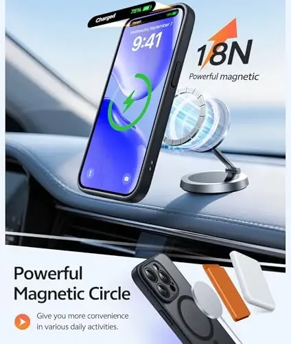 FNTCASE for iPhone 14 Pro Case: Magnetic Matte Translucent Military Grade Drop Protective Phone Case | Shockproof Thin Rugged Durable Protection Bumper Cover - 3