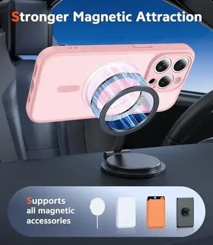 FNTCASE for iPhone 14 Pro Case: Matte Magnetic Phone Cases with Screen Protector Compatible with Magsafe Slim Anti Yellowing Rugged Shockproof Protective Translucent Cell Phone Cover (C-Pink) - 4