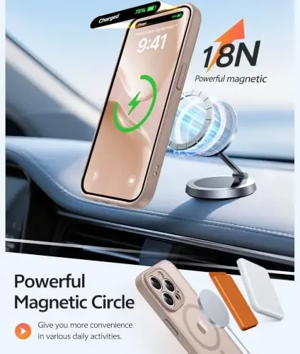 FNTCASE for iPhone 14 Pro G‘ilofi: [Magsafe bilan mos keladi] [To‘liq kamera himoyasi] [Ekran himoyasi] ga ega Shaffof Mat G‘iloflar Harbiy darajadagi zarbaga chidamli himoya telefon qopqog‘i - Cho‘l Oltini - 3